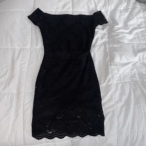 Black Lace Cut Out Mini Dress